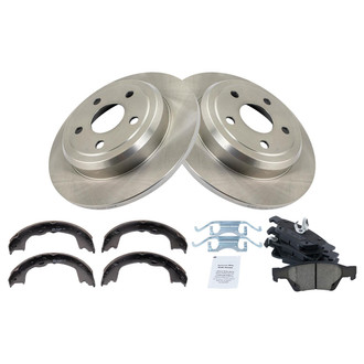 TRQ® - Rear Disc Brake Kit with Ceramic Pads and Shoes