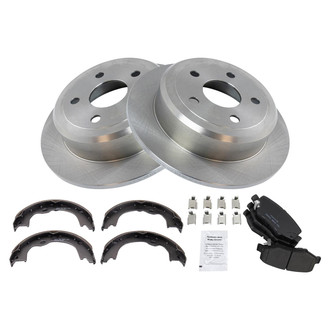 TRQ® - Rear Disc Brake Kit with Ceramic Pads and Shoes