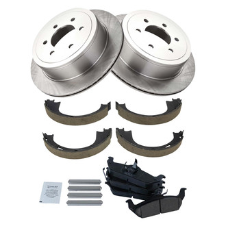 TRQ® - Rear Disc Brake Kit with Ceramic Pads and Shoes