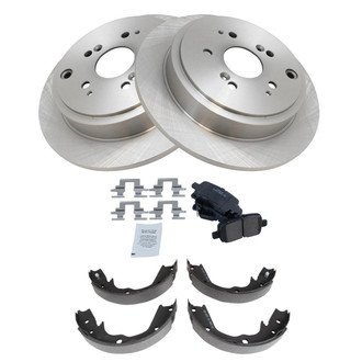 TRQ® - Rear Disc Brake Kit with Ceramic Pads and Shoes