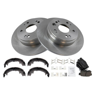 TRQ® - Rear Disc Brake Kit with Ceramic Pads and Shoes