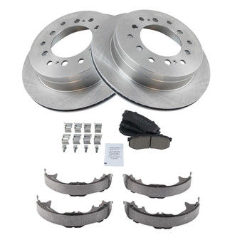 TRQ® - Rear Disc Brake Kit with Ceramic Pads and Shoes