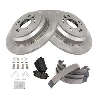 TRQ® - Rear Disc Brake Kit with Ceramic Pads and Shoes