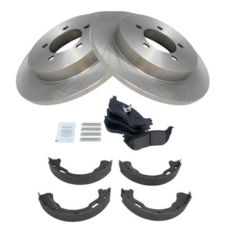 TRQ® - Rear Disc Brake Kit with Ceramic Pads and Shoes