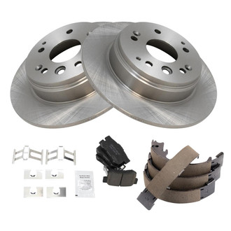 TRQ® - Rear Disc Brake Kit with Ceramic Pads and Shoes