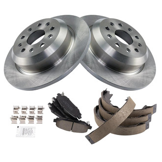 TRQ® - Rear Disc Brake Kit with Ceramic Pads and Shoes