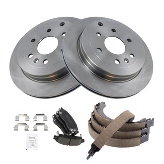TRQ® - Rear Disc Brake Kit with Ceramic Pads and Shoes