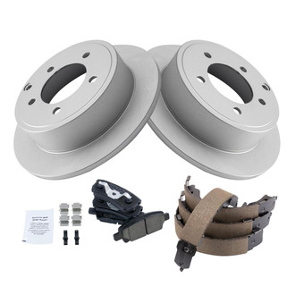 TRQ® - Rear Disc Brake Kit with Ceramic Pads and Shoes