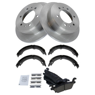 TRQ® - Rear Disc Brake Kit with Ceramic Pads and Shoes