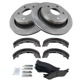 TRQ® - Rear Disc Brake Kit with Ceramic Pads and Shoes