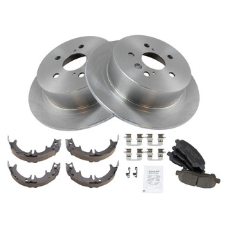 TRQ® - Rear Disc Brake Kit with Ceramic Pads and Shoes