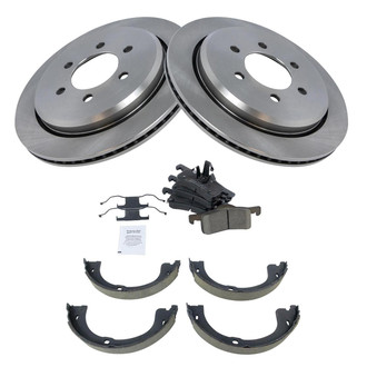 TRQ® - Rear Disc Brake Kit with Ceramic Pads and Shoes