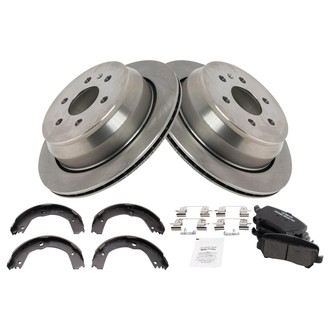 TRQ® - Rear Disc Brake Kit with Ceramic Pads and Shoes
