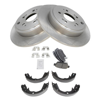 TRQ® - Rear Disc Brake Kit with Ceramic Pads and Shoes