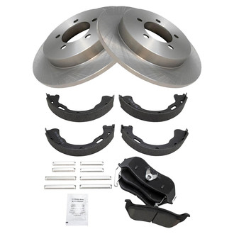 TRQ® - Rear Disc Brake Kit with Ceramic Pads and Shoes