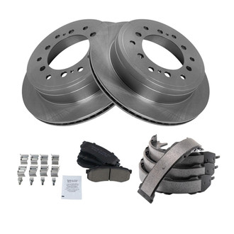 TRQ® - Rear Disc Brake Kit with Ceramic Pads and Shoes