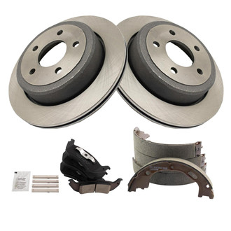 TRQ® - Rear Disc Brake Kit with Ceramic Pads and Shoes