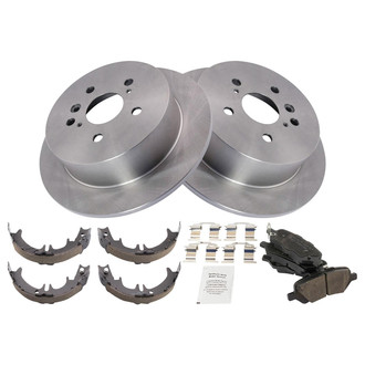 TRQ® - Rear Disc Brake Kit with Ceramic Pads and Shoes