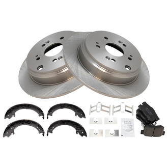 TRQ® - Rear Disc Brake Kit with Ceramic Pads and Shoes