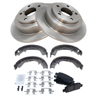 TRQ® - Rear Disc Brake Kit with Ceramic Pads and Shoes
