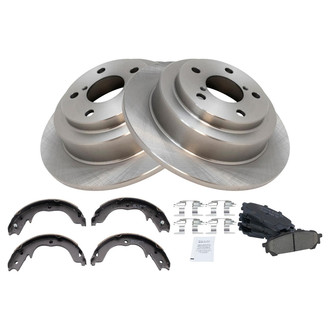 TRQ® - Rear Disc Brake Kit with Ceramic Pads and Shoes