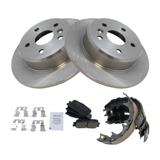 TRQ® - Rear Disc Brake Kit with Ceramic Pads and Shoes