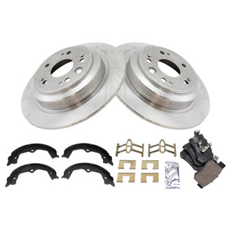 TRQ® - Rear Disc Brake Kit with Ceramic Pads and Shoes