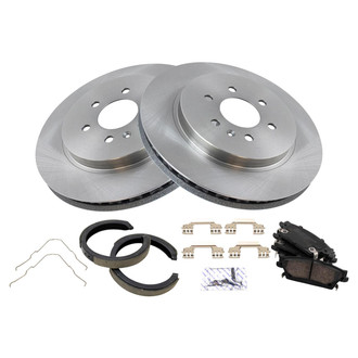 TRQ® - Rear Disc Brake Kit with Ceramic Pads and Shoes