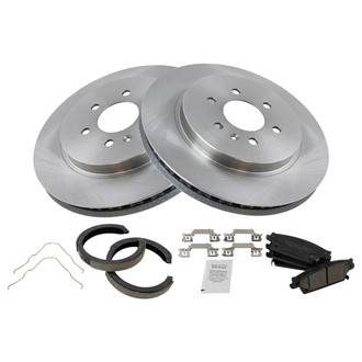 TRQ® - Rear Disc Brake Kit with Ceramic Pads and Shoes