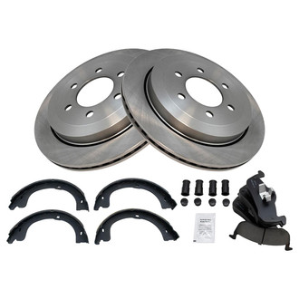 TRQ® - Rear Disc Brake Kit with Ceramic Pads and Shoes
