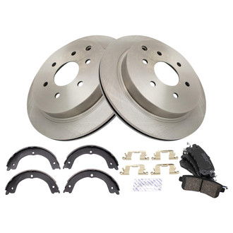 TRQ® - Rear Disc Brake Kit with Ceramic Pads and Shoes