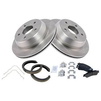 TRQ® - Rear Disc Brake Kit with Ceramic Pads and Shoes