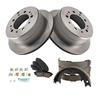 TRQ® - Rear Disc Brake Kit with Ceramic Pads and Shoes