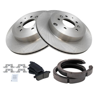 TRQ® - Rear Disc Brake Kit with Ceramic Pads and Shoes