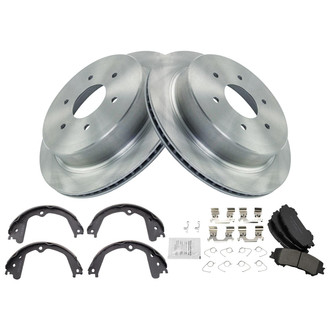 TRQ® - Rear Disc Brake Kit with Ceramic Pads and Shoes