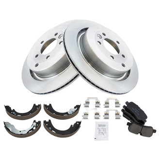TRQ® - Rear Disc Brake Kit with Ceramic Pads and Shoes