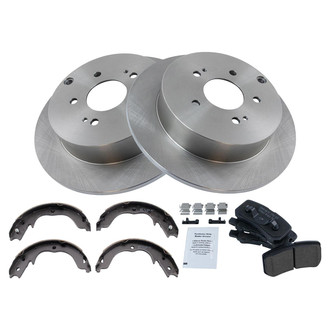 TRQ® - Rear Disc Brake Kit with Ceramic Pads and Shoes