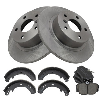 TRQ® - Rear Disc Brake Kit with Ceramic Pads and Shoes
