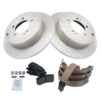 TRQ® - Rear Disc Brake Kit with Ceramic Pads and Shoes