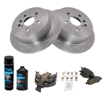TRQ® - Rear Disc Brake Kit with Ceramic Pads and Shoes