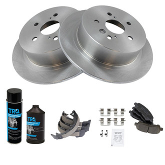 TRQ® - Rear Disc Brake Kit with Ceramic Pads and Shoes