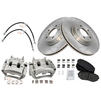 TRQ® - Disc Brake Kit with Ceramic Pads, Calipers and Hoses