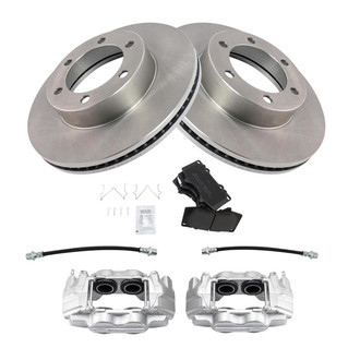 TRQ® - Front Disc Brake Kit with Semi-Metallic Pads, Calipers and Hoses
