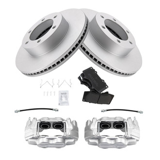 TRQ® - Front Disc Brake Kit with Semi-Metallic Pads, Calipers and Hoses