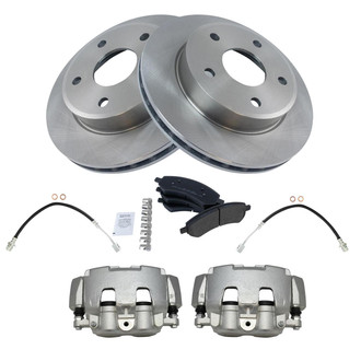 TRQ® - Front Disc Brake Kit with Semi-Metallic Pads, Calipers and Hoses