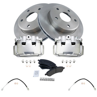 TRQ® - Front Disc Brake Kit with Semi-Metallic Pads, Calipers and Hoses