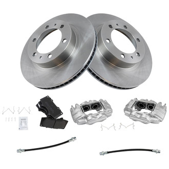 TRQ® - Front Disc Brake Kit with Semi-Metallic Pads, Calipers and Hoses