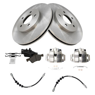 TRQ® - Front Disc Brake Kit with Semi-Metallic Pads, Calipers and Hoses