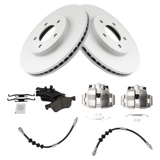 TRQ® - Front Disc Brake Kit with Semi-Metallic Pads, Calipers and Hoses