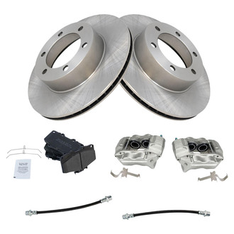 TRQ® - Front Disc Brake Kit with Semi-Metallic Pads, Calipers and Hoses